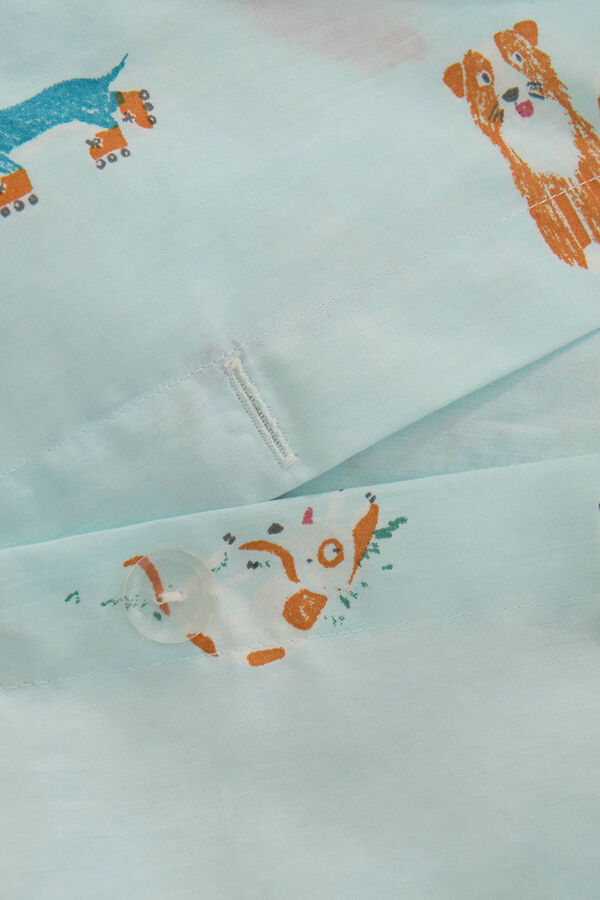 Textura Set funda n&oacute;rdica y funda almohada perros algod&oacute;n percal. Cama 80-90cm. azul