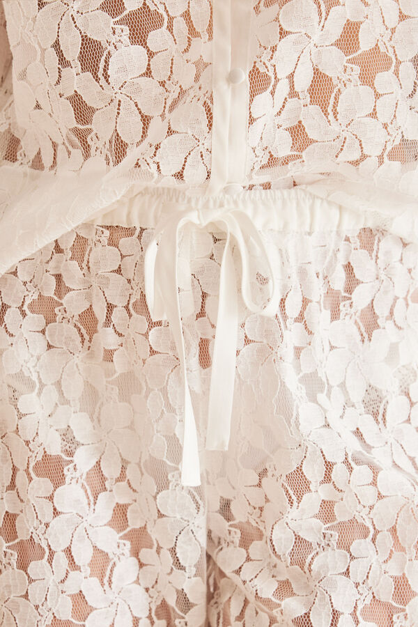 Women'secret Pijama camisero bordado suizo marfil