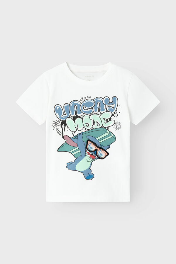 Name it Camiseta masculina de manga curta Stitch branco