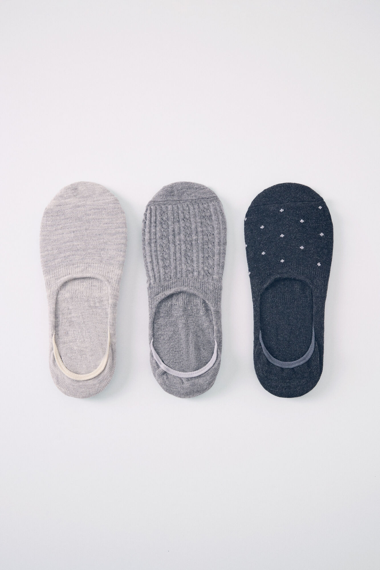 Women'secret Pack 3 meias invis&iacute;veis algod&atilde;o cinzentas