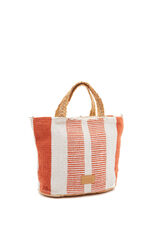 Abbacino Cesta pequena de ráfia riscas vermelho