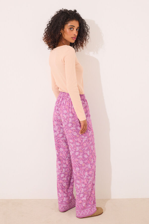 Women'secret Pantalón largo viscosa estampado boho floral estampado