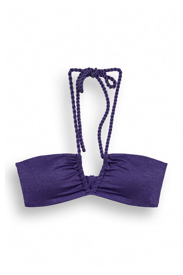 Women'secret Top bikini bandeau brillos azul marino azul