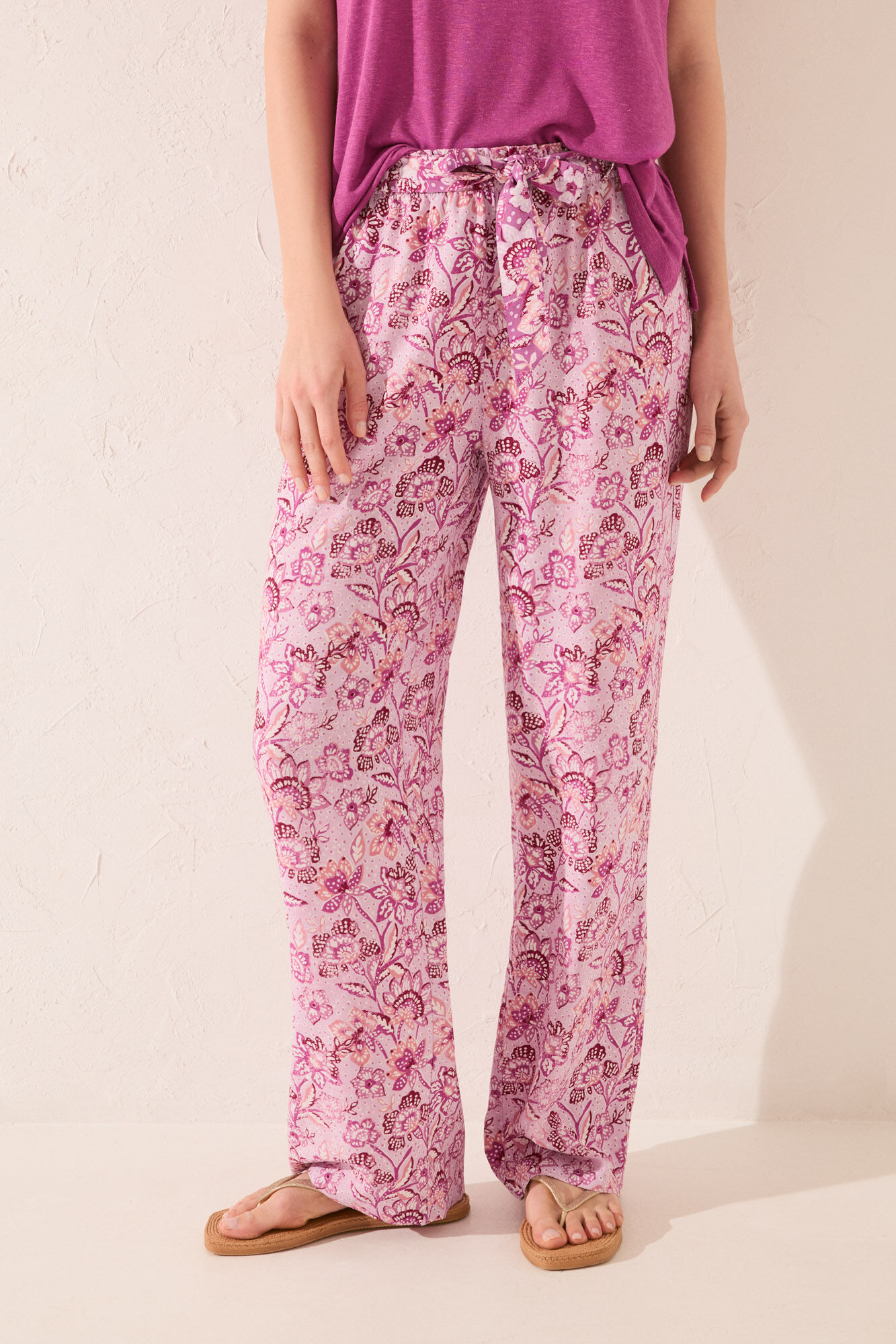 Women'secret Pantal&oacute;n largo estampado rosa