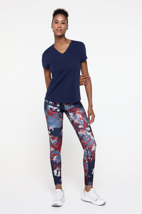 Only Play Camiseta de manga corta y de cuello V, con logo frontal azul