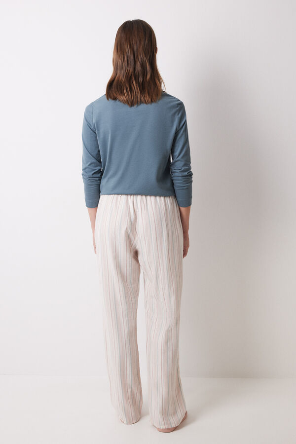 Women'secret Cal&ccedil;a comprida de flanela riscas multicolor estampado