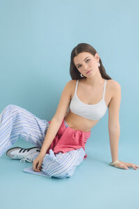 HI&BYE Top de soutien de algod&atilde;o com copas remov&iacute;veis em cinza