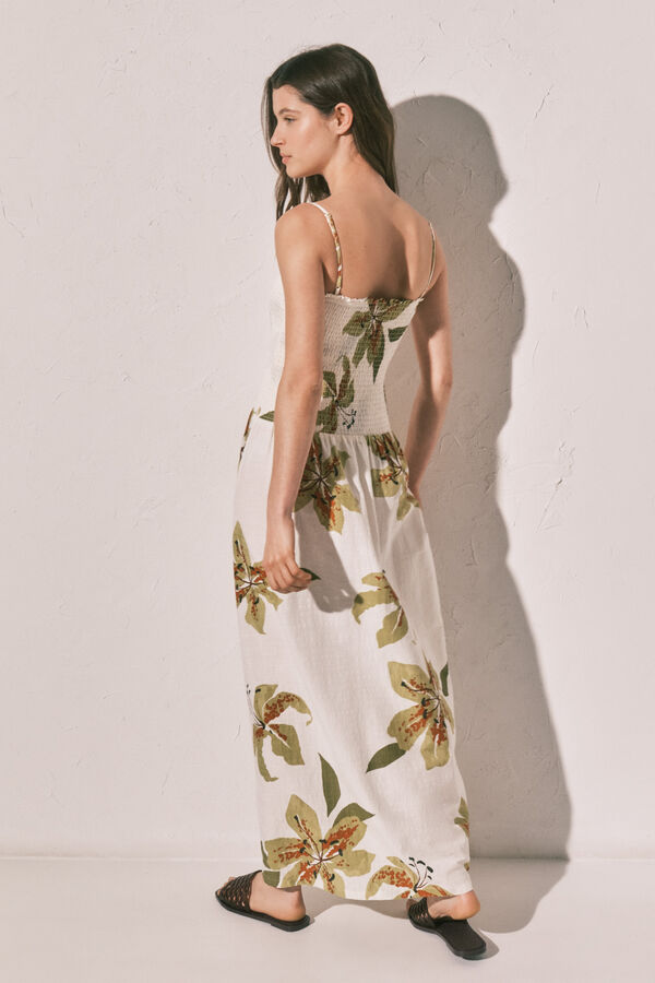 Women'secret Vestido largo tirantes escote fruncido estampado