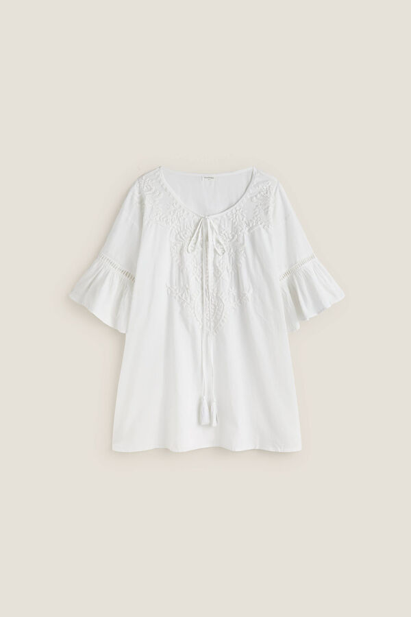 Textura T&Uacute;NICA ALGOD&Oacute;N BORDADA branco