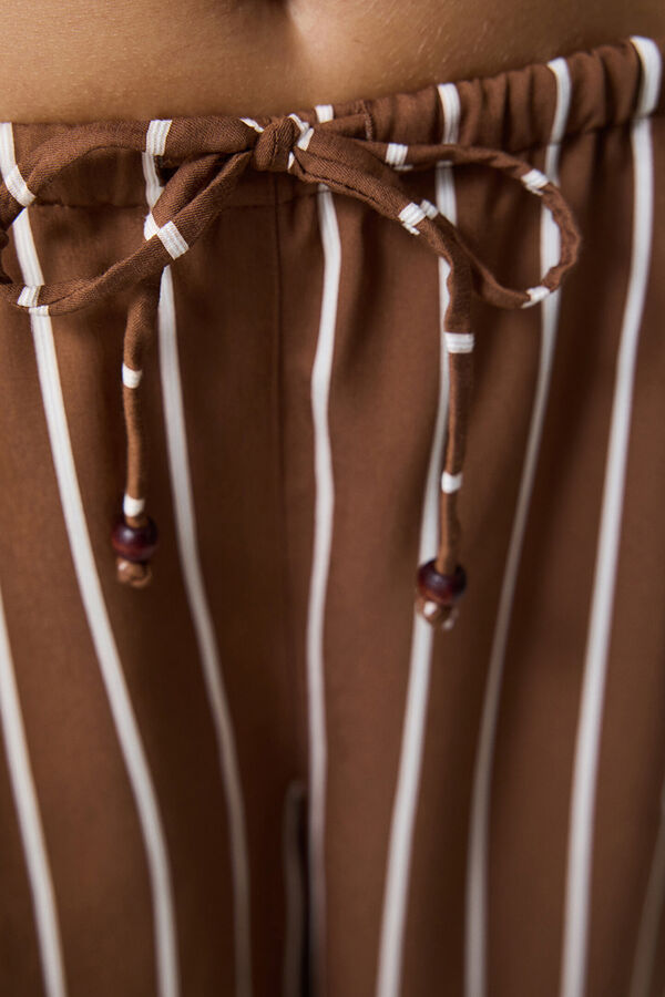 Penti Pantalones largos marr&oacute;n rayas estampado