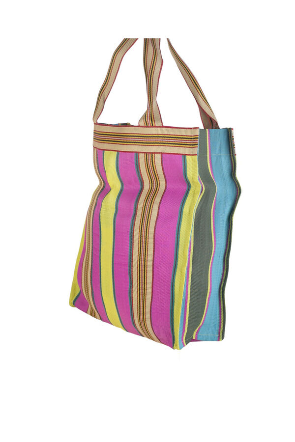 Kbas Bolso tote pl&aacute;stico reciclado rayas multicolor estampado