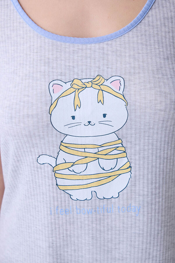 Penti Camiseta de pijama sin mangas gris estampada gris