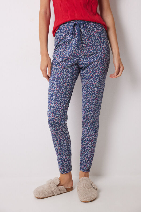 Women'secret Pantal&oacute;n pijama algod&oacute;n flores skinny estampado