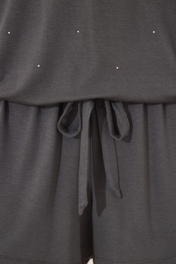 Women'secret Pijama curto de viscose cinza com glitter cinzento