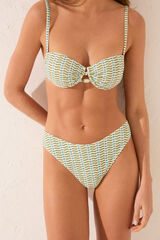 Women'secret Cueca de biqu&iacute;ni brasileira com estampado geom&eacute;trica verde