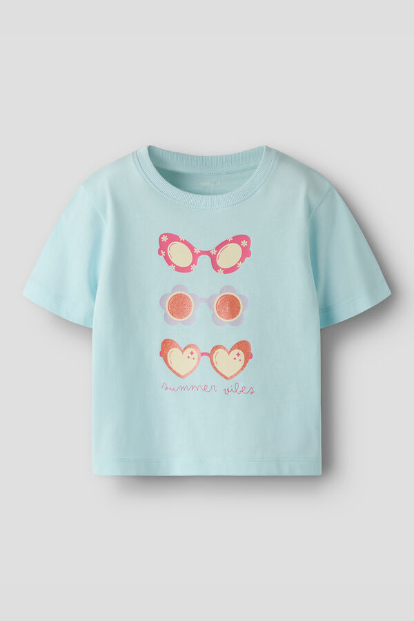 Name it T-shirt manga curta para menina azul
