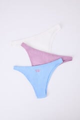 HI&BYE Pack 3 bragas brasile&ntilde;as blanco, azul, lila blanco