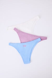 HI&BYE Pack 3 bragas brasile&ntilde;as blanco, azul, lila