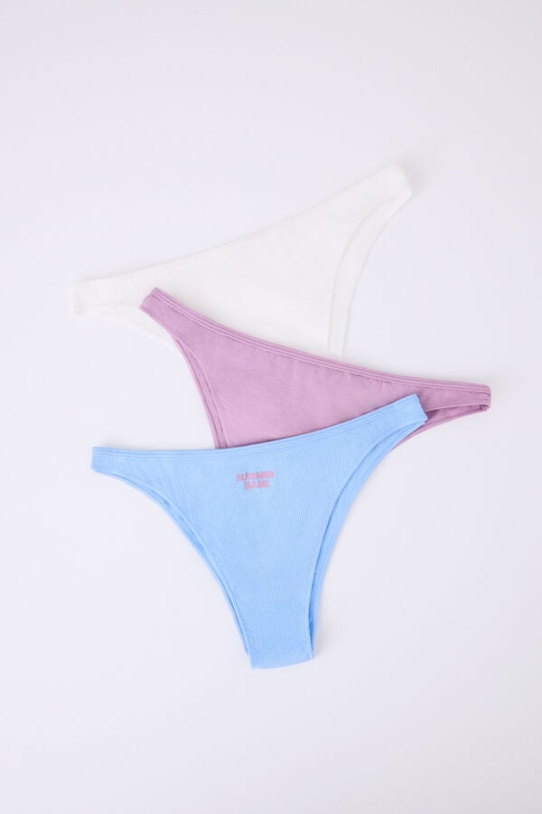 HI&BYE Pack 3 bragas brasile&ntilde;as blanco, azul, lila blanco