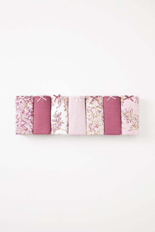 Women'secret Pack 7 bragas cl&aacute;sicas algod&oacute;n lisas y estampadas estampado
