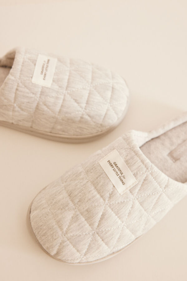 Women'secret Chinelos de quarto acolchoados cinzentos cinzento
