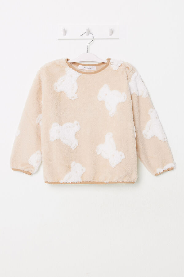 Women'secret Pijama polar longo infantil com ursos jacquard vermelho