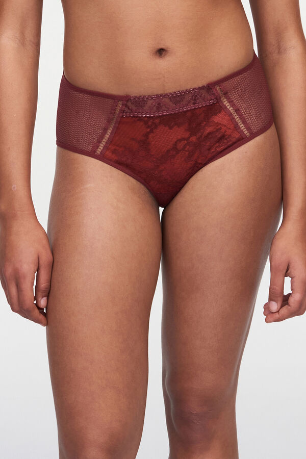 Womensecret Culotte Olivia en encaje y tul bordado burdeos