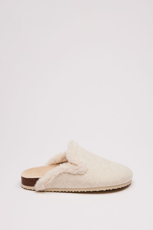 Women'secret Zapatillas casa zueco efecto pelo gris