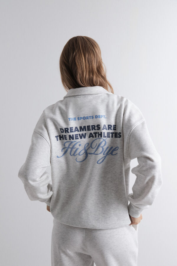 HI&BYE Sweatshirt polo plush cinza escuro cinzento