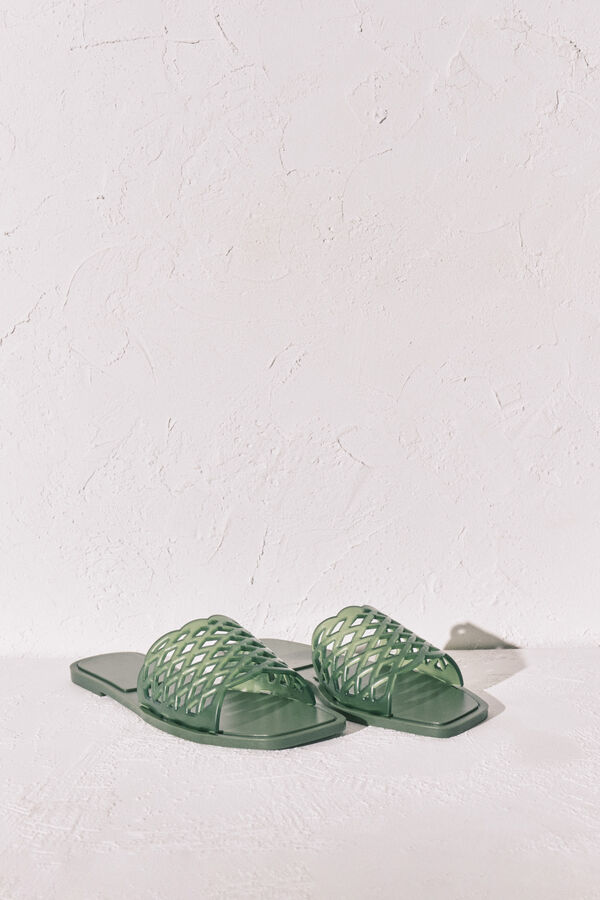 Women'secret Sand&aacute;lias rasas jelly verde caqui