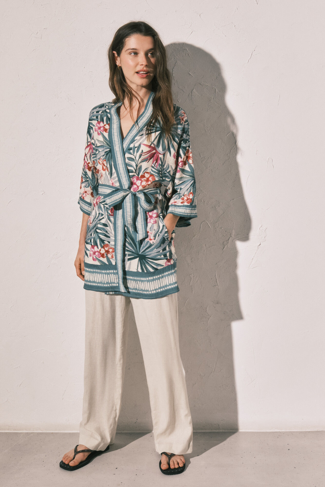 Women'secret Quimono estampado verde