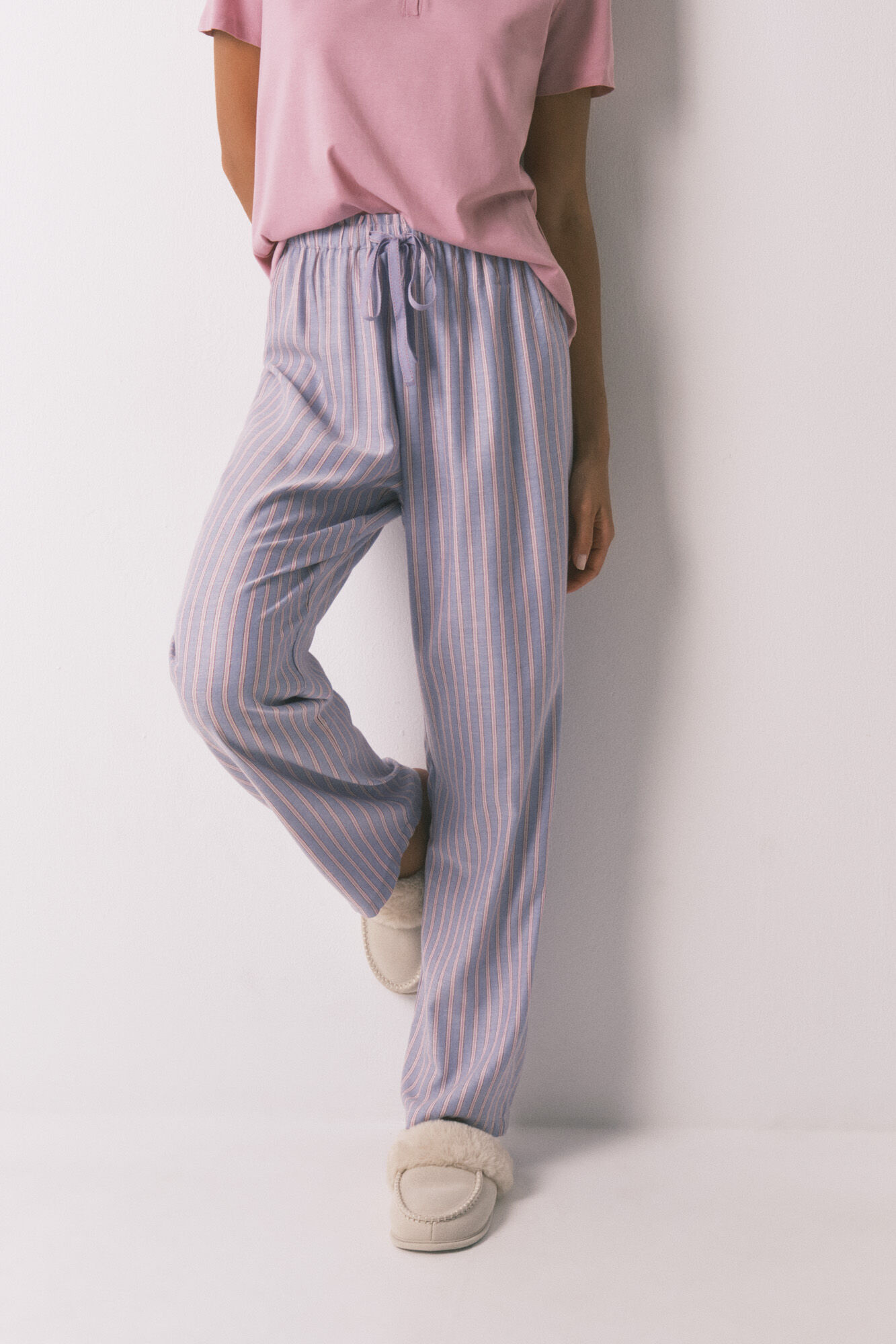 Women'secret Pantal&oacute;n largo franela print rayas multicolor