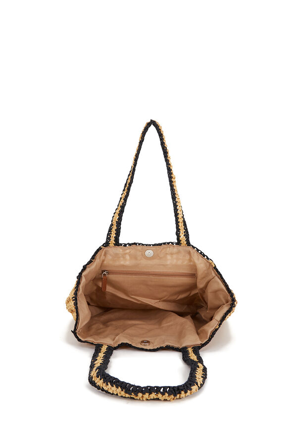 Abbacino Capazo de playa trenzado negro beige