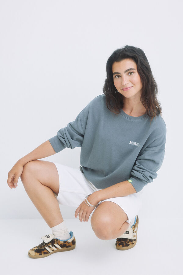 HI&BYE Sweatshirt com logo cinza cinzento