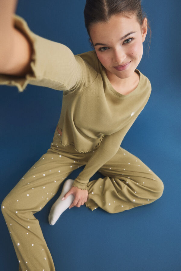 HI&BYE Pijama longo c&aacute;qui bege