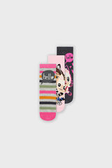 Name it Conjunto de 3 meias rosa