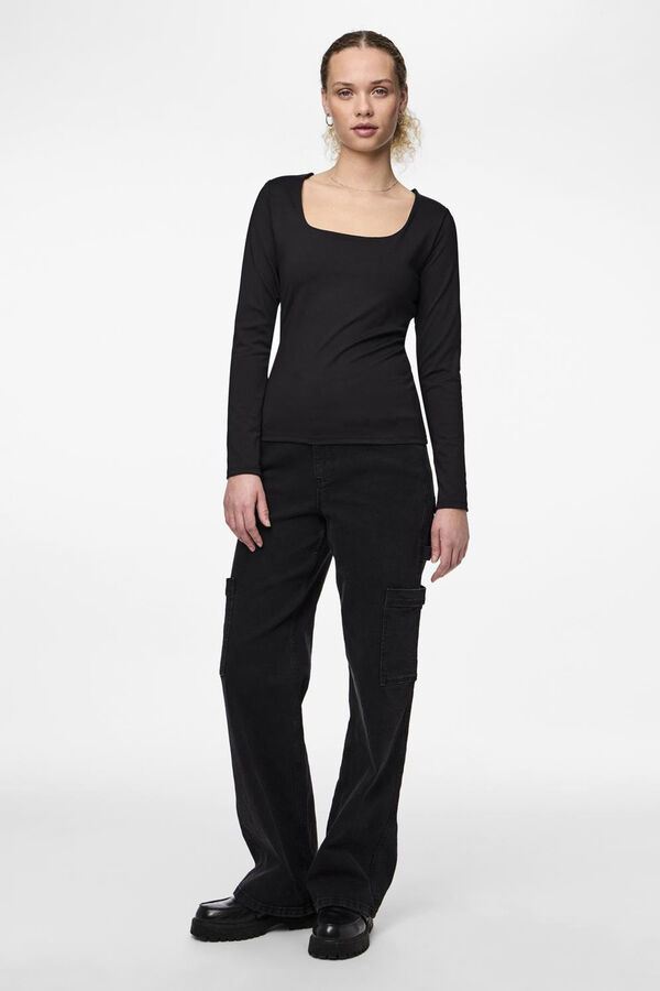 Pieces Body reversível de manga comprida comprida preto