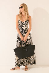 Women'secret Vestido largo estampado flores negro