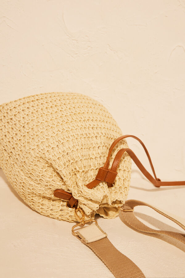Women'secret Bolso bucket rafia nude