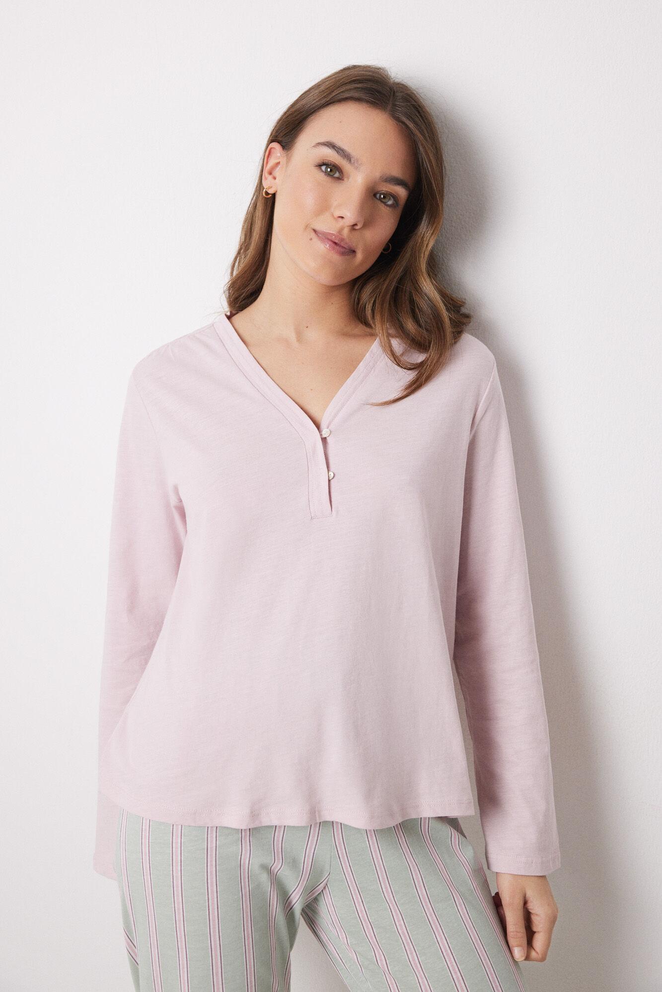 Women'secret T-shirt manga comprida 100% algod&atilde;o rosa