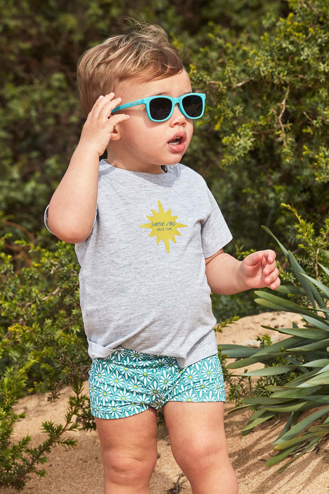 Gocco Ba&ntilde;ador de estampado flor geom&eacute;trica azul claro