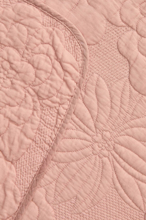 Textura Colcha bordada floral rosa