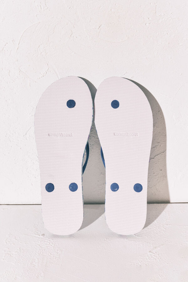 Women'secret Chanclas dedo estampado geom&eacute;trico azul estampado