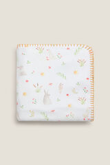 Textura Plaid polar estampado conejos blanco