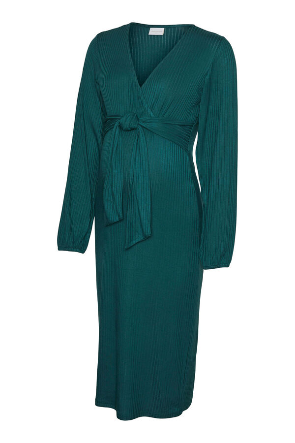 Mamalicious Vestido midi de manga larga maternity y lactancia verde