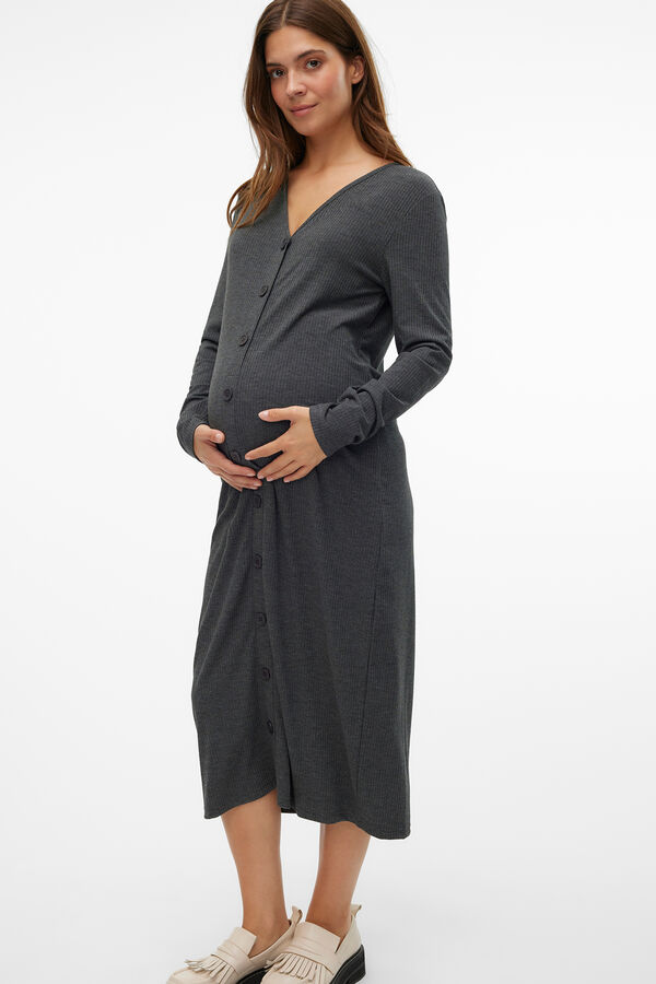 Mamalicious Vestido midi de malha para maternity e amamenta&ccedil;&atilde;o  cinzento