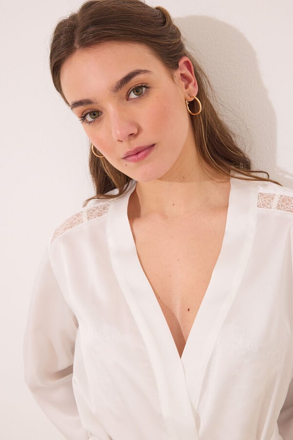 Women'secret Robe midi cetim branco bege