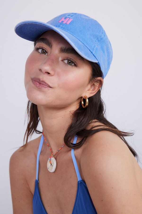 HI&BYE Top bikini triangular cortina azul oscuro estampado