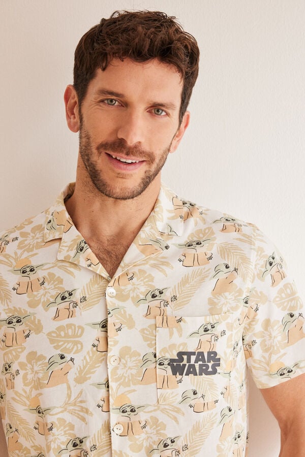 Women'secret Pijama camisero hombre 100% algod&oacute;n Grogu estampado