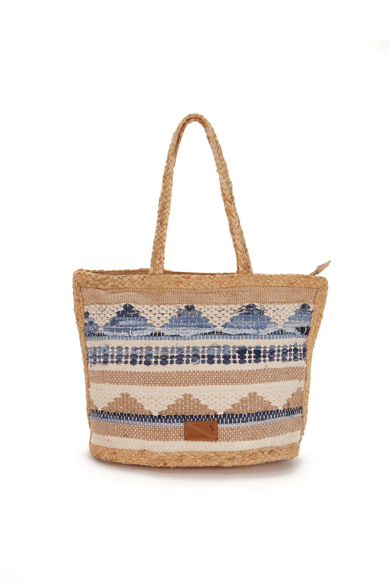 Abbacino Cesto de r&aacute;fia estampado azul denim